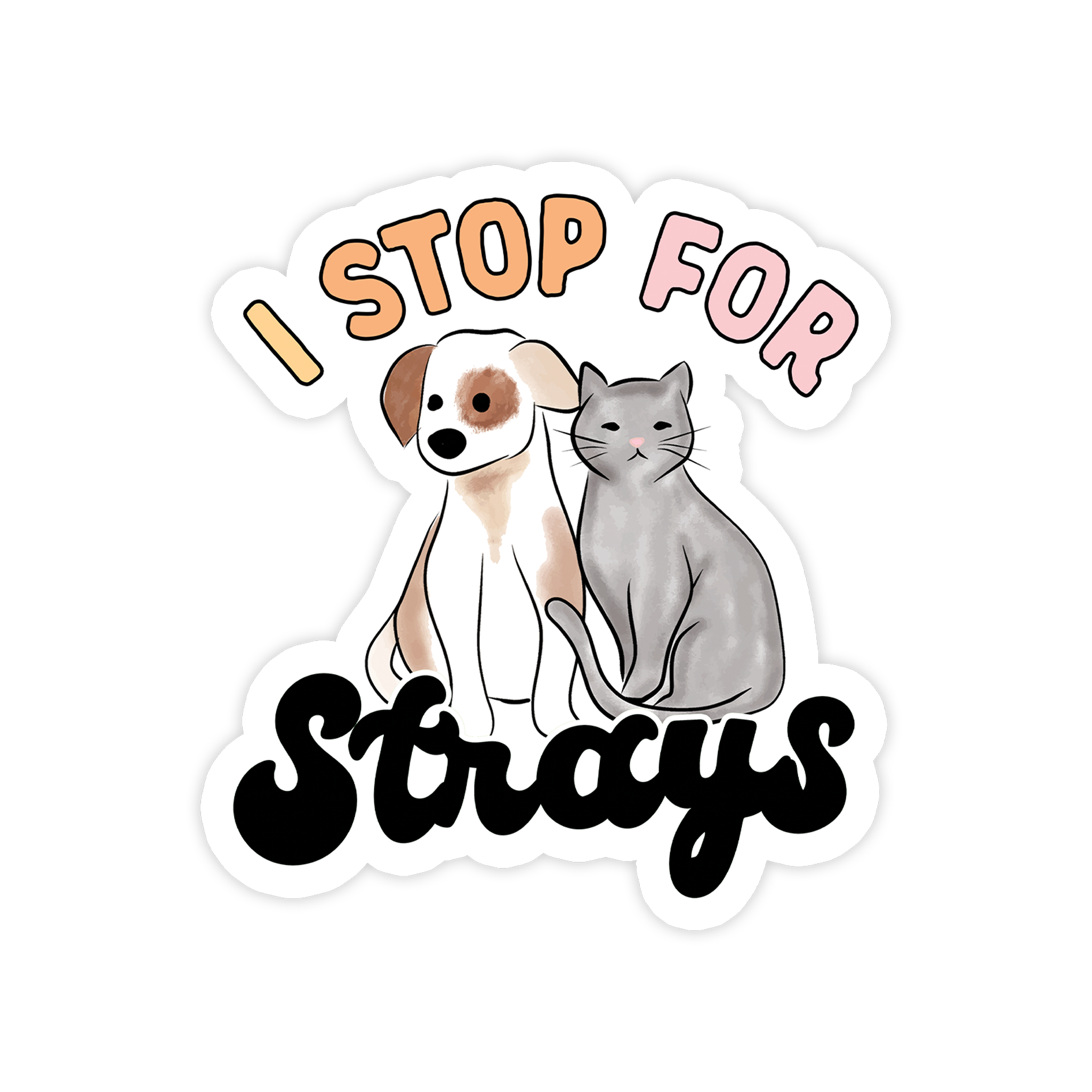 I Stop for Strays Sticker